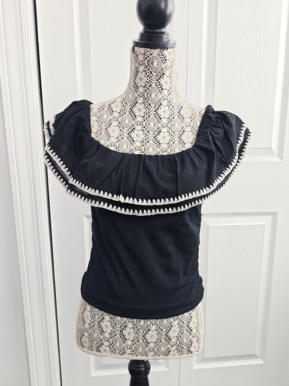 JCrew Off-the-shoulder ruffle top in stretch cotton blend